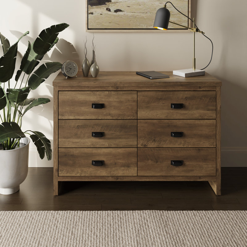 Almudena 112.5cm W 6 - Drawer Chest of Drawers, Knotty Oak