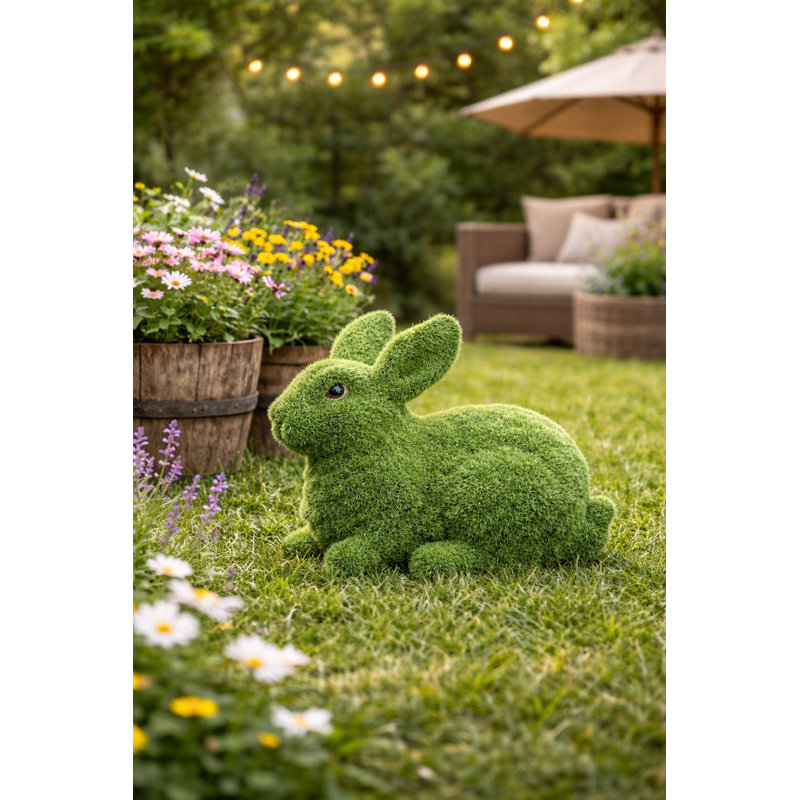 Green Turf Bunny Sculpture