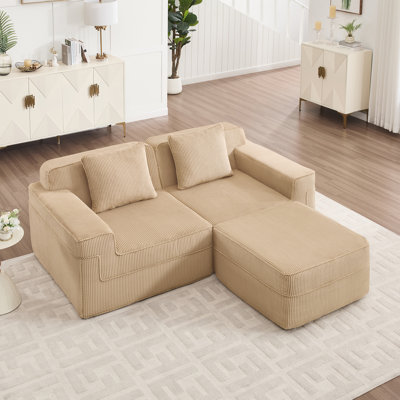 Canapé moderne 81 po en mousse à mémoire de forme avec repose-pieds Corduroy