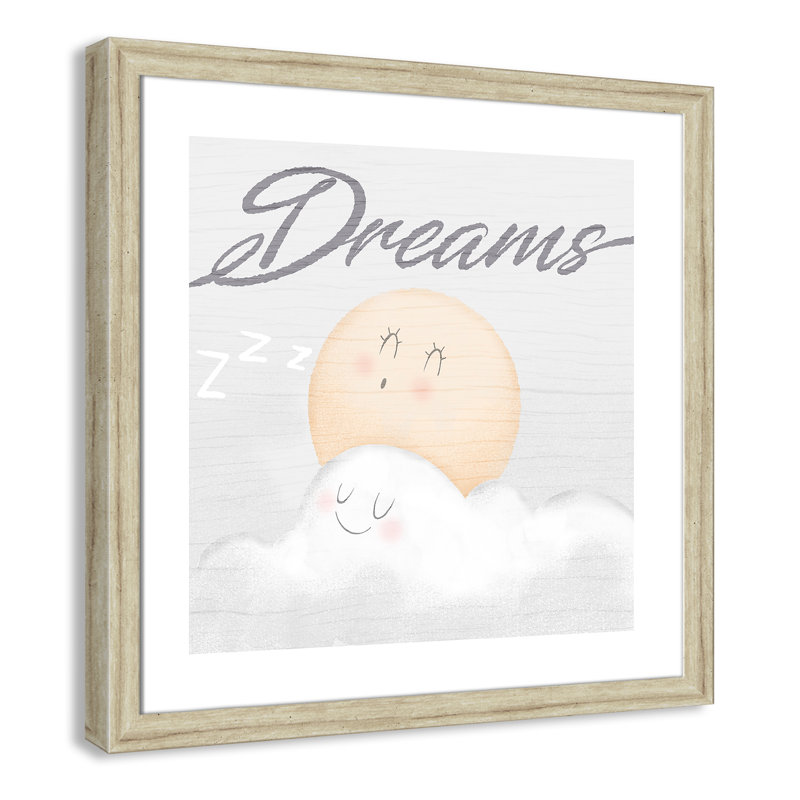 Décoration murale pour 2 enfants rêves de bonbons, H 24,5 po x l 24,5 po x P 0,63 po, Encadré plat à grain de bois blanc