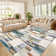 Modern Geometric Machine Washable Rug with Non-Slip Backing Non-Shedding Contemporary Accent Carpet Soft Low Pile Floor Cover for Living Room