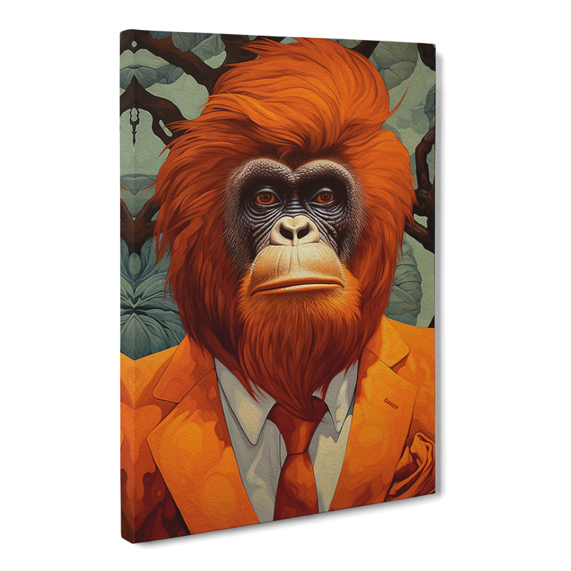 Orangutan Deco - Wrapped Canvas Print, 60cm H x 40cm W x 3cm D