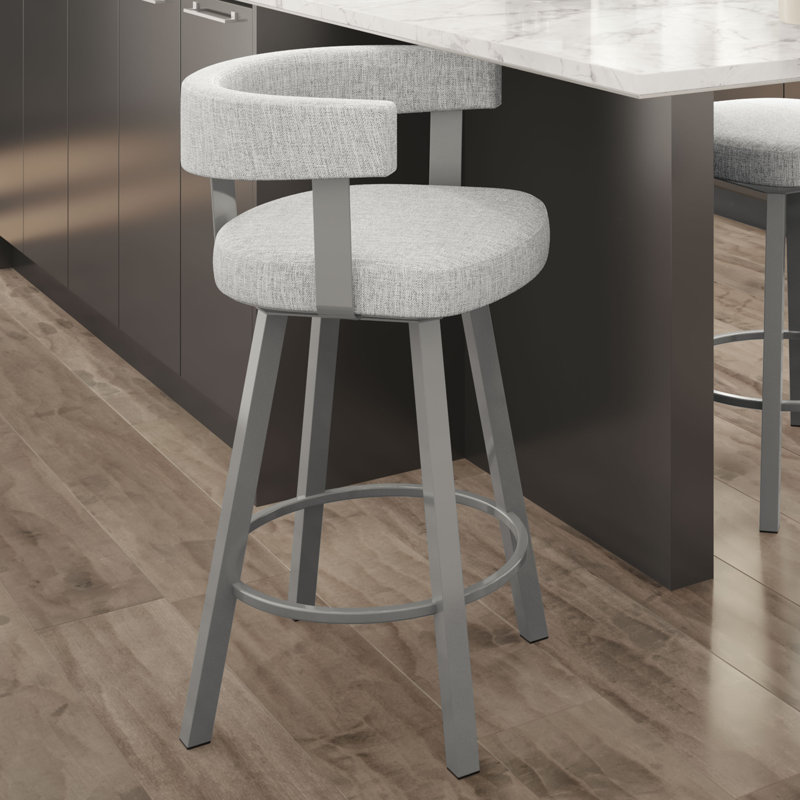 Tabouret de bar et de comptoir pivotant Siya, Gris lustré, Tabouret de comptoir (assise de 26 po de hauteur)