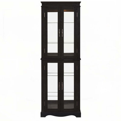 Elegant Lighted 6-Tier Glass Curio Display Cabinet For Collectibles by Fleur De Lis Living