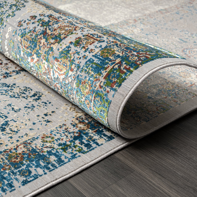 Lydian Oriental Area Rug in Blue, Rectangle 7'11" x 9'10"