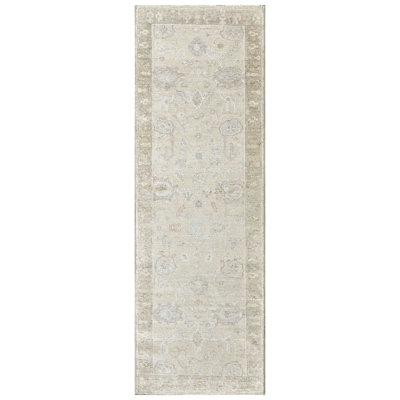 Multi Size Hand Knotted Wool Beige Oushak Transitional Rug