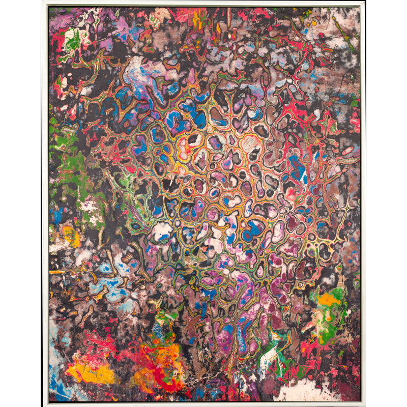 Tidal Pools Painting, 60" H x 48" W, White Framed