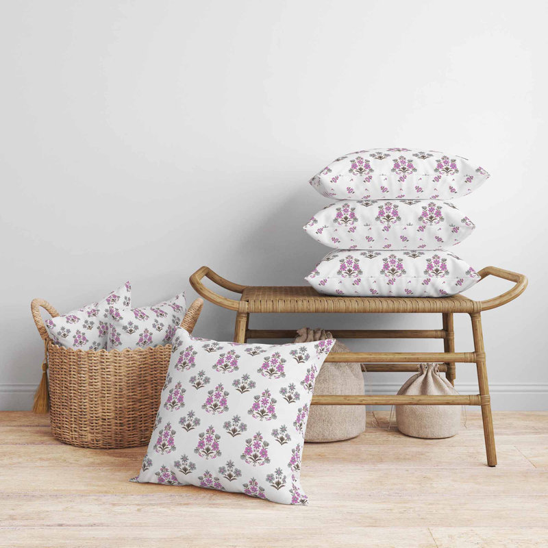 Palace Resting Floral Indoor/Outdoor, Carré 18 po, Blanc/mauve