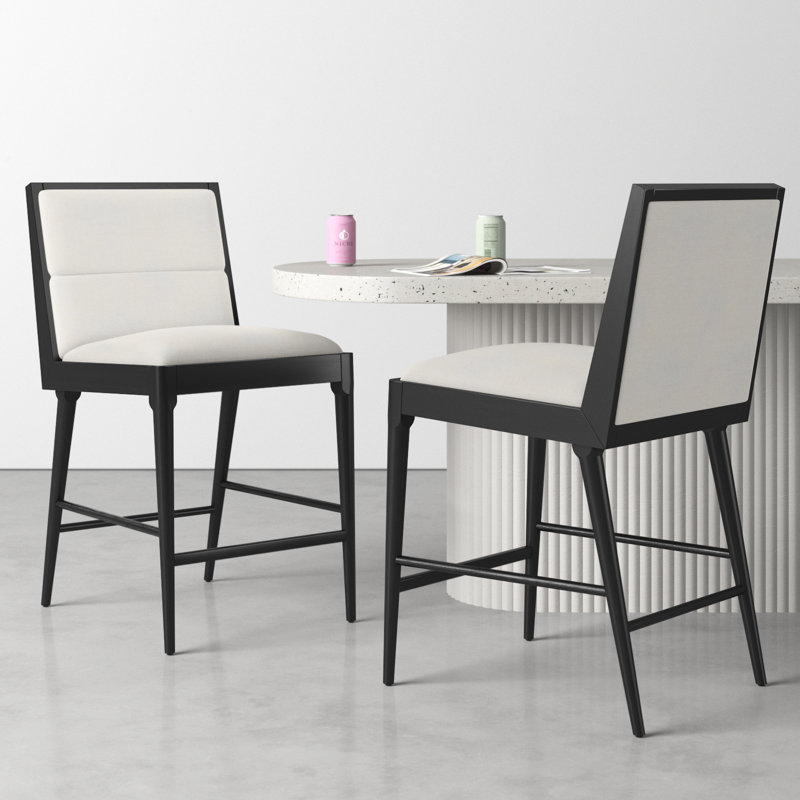 Preston 22.7" Linen Counter Stool, Black