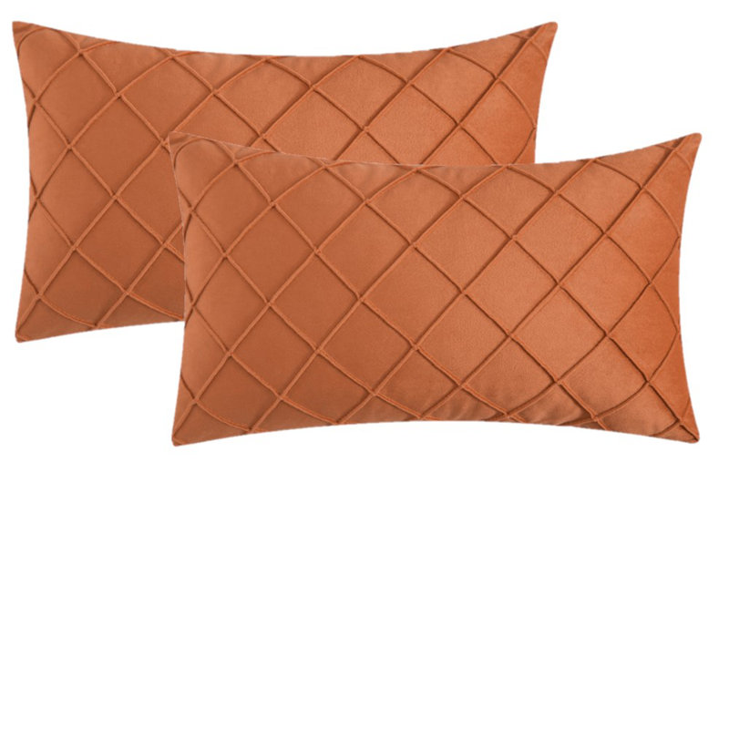Coussins décoratifs en velours, sans insertions, 14 po x 20 po, Orange, Rectangulaire