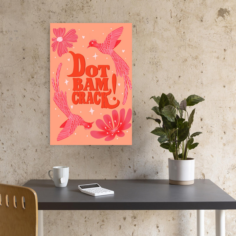 "Pink Birds" Groovy Text, H 18 po x l 12 po