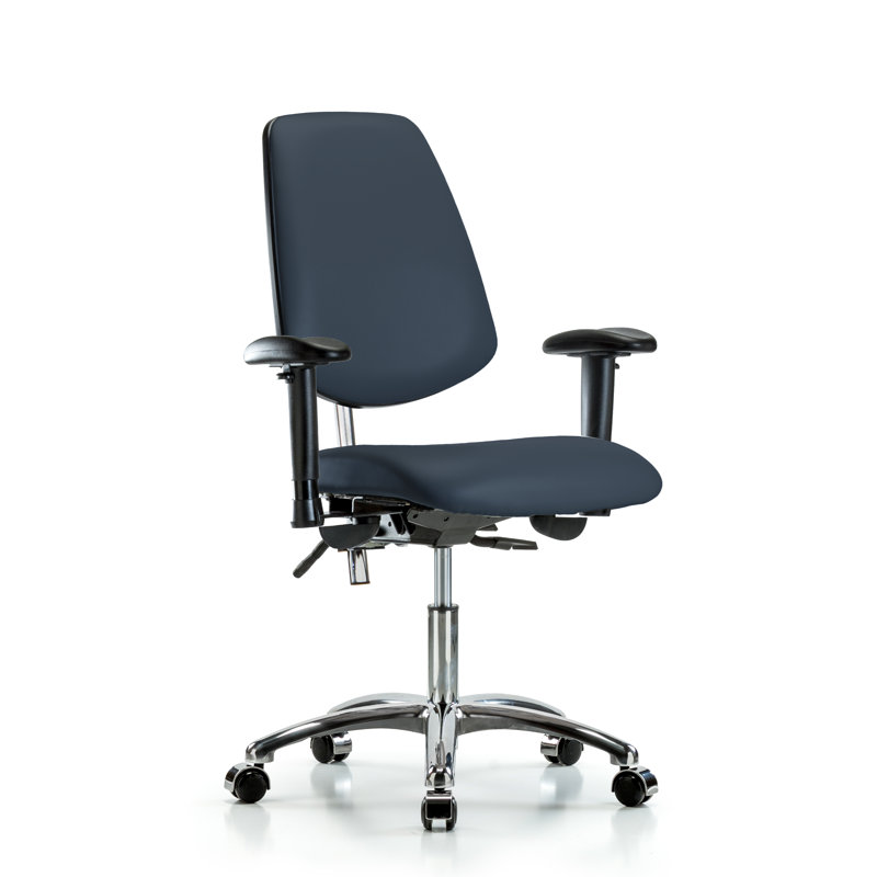 Chaise de travail ergonomique Amelie, Roulettes, Bleu impérial, Inclus
