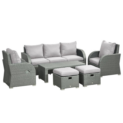 Wicker and Steel Patio Dining Set Table,