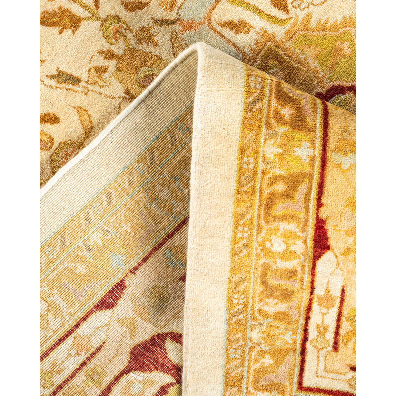 Tapis unique orange / bleu / rouge noué à la main Vernamae Mogul 6 pi 1 po x 9 pi