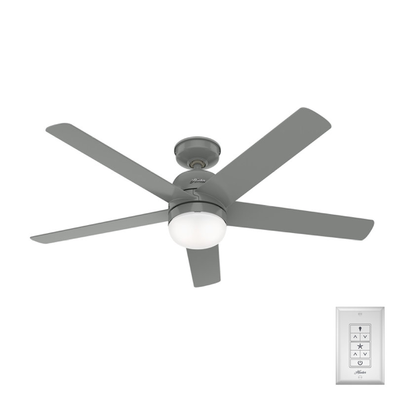 Ventilateur de plafond standard 52 pouces à 5 pales avec lumières et commande murale Anorak, gris