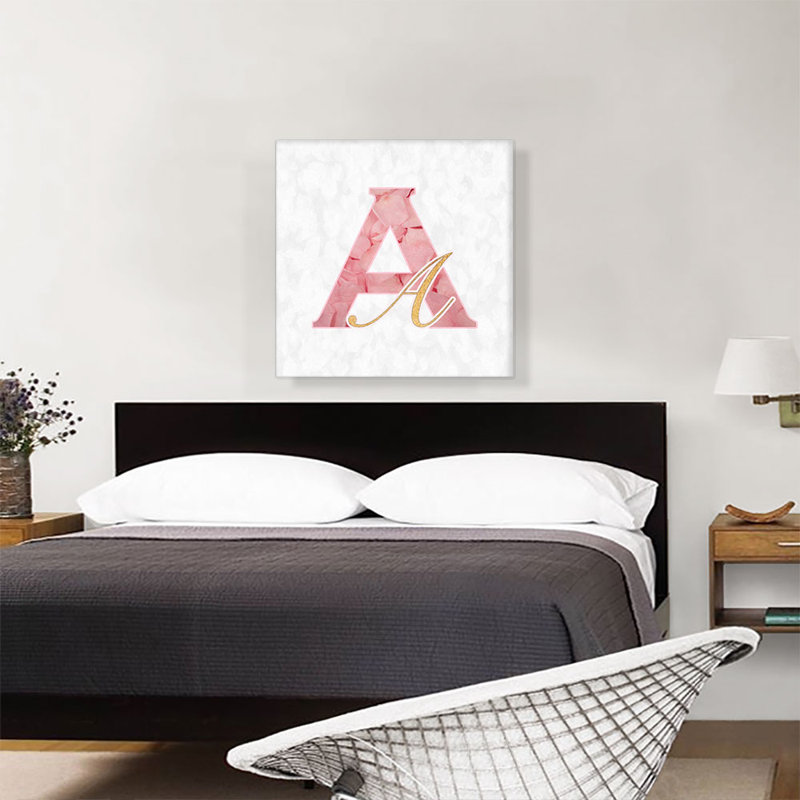 «Chic Chic Gold Gold Alphabet lettre A», reproduction d'art textuel sur toile tendue, H 26 po x l 26 po x P 1,5 po