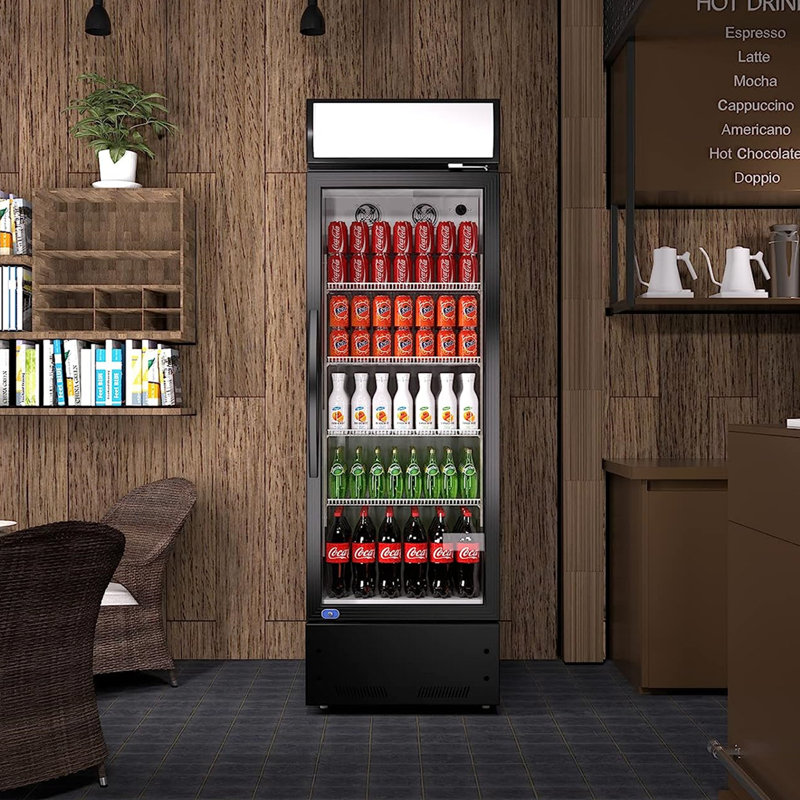 KICHKING 23.6'' Commercial Merchandising Refrigerator, 10.8 Cu.ft Beverage Refrigerator and Cooler, Black