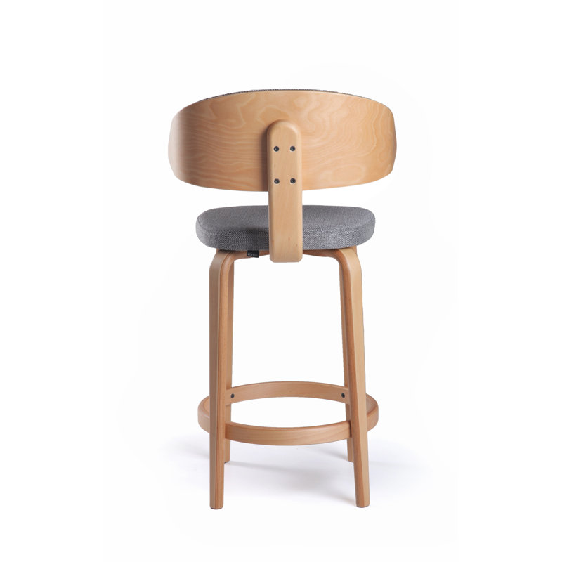 Fila Upholstered Stool with Solid Wood Frame, Natural
