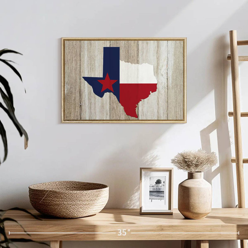 Texas Flag State Citlali, 19 po x 13 po, Cadre flottant en bois naturel