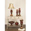 Grand porte-bougie en faux marbre rouge et brun avec bougie-113522765