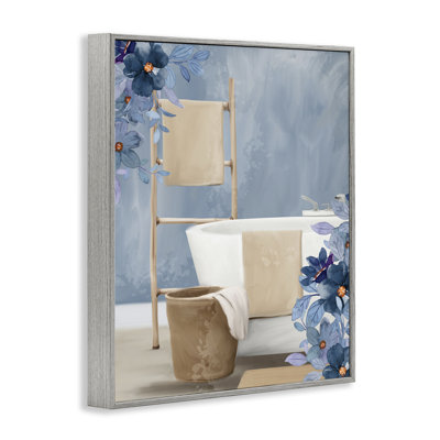 «Bathroom Blues», scène florale giclée, design par Kim Allen