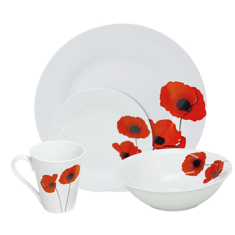 Onya Piece Porcelain China Dinnerware Set - Service for 4