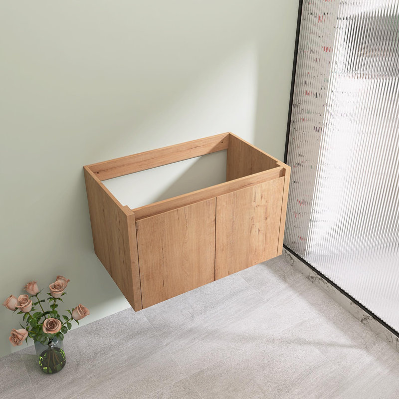 30 Inch Wall-Mounted Bathroom Vanity Base With Soft Closing Doors, Imitative Oak