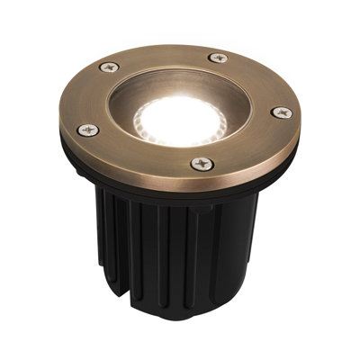 Lumières d'extérieur à DEL en laiton pour l'extérieur, avec éclairage au sol avec ampoule MR16 et base Swival, plateau plat, 2 700 K, paquet de 1