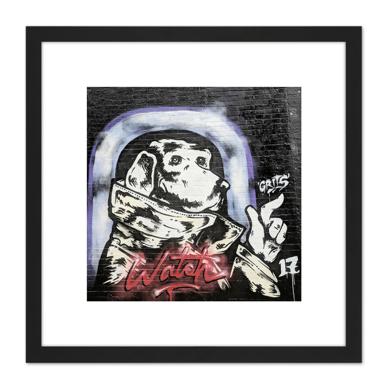 Koumu New York Graffiti Mural Cool Dog Watch Wall - Single Picture Frame Painting