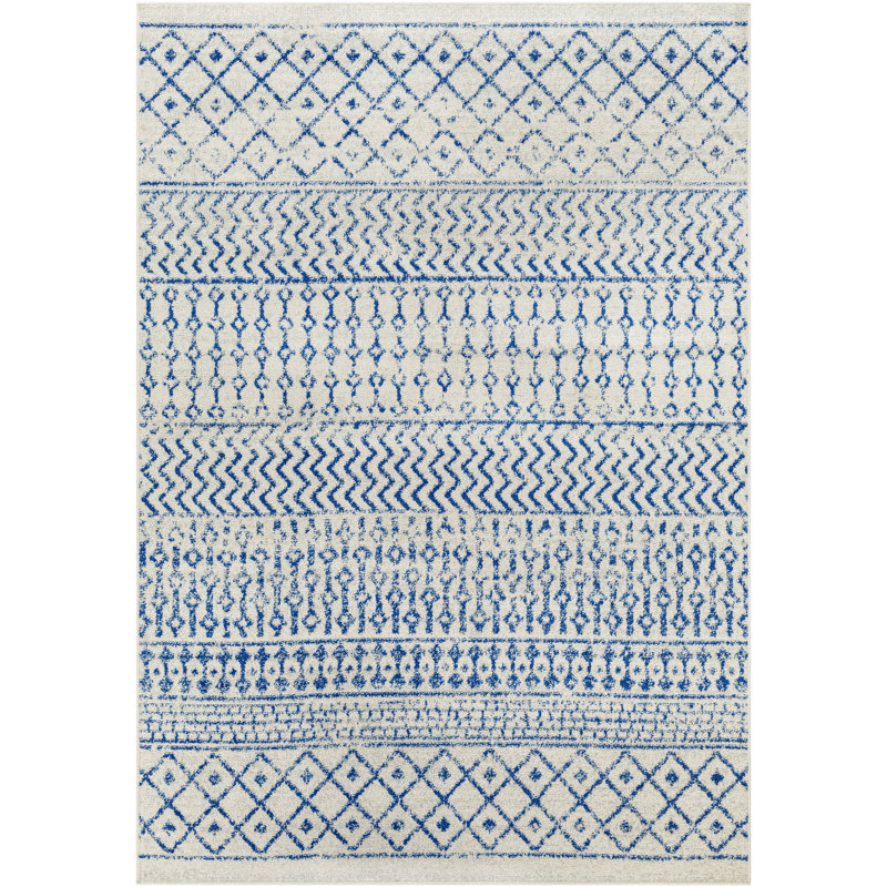 Bernhard Global Blue/Ivory Area Rug, Rectangle 2' x 3'