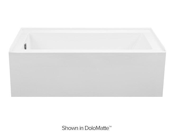 Cameron 2 DoloMatte 60" x 30" Alcove Soaking Solid Surface Bathtub, 18" H x 60" W x 30.5" D, Right