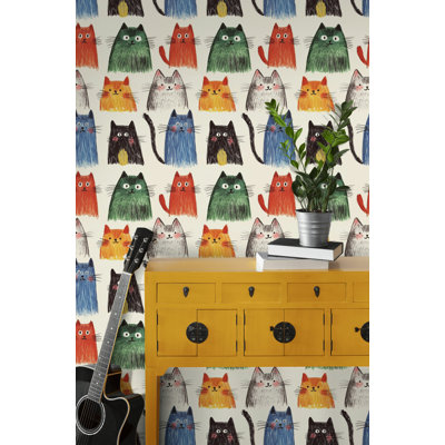 Papier peint chat fantaisiste Maud Lewis