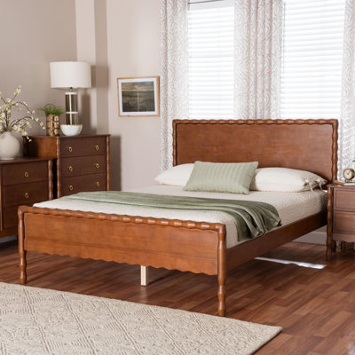 Baxton Studio Seamus Platform Bed with Carved Bobbin Frame, Queen