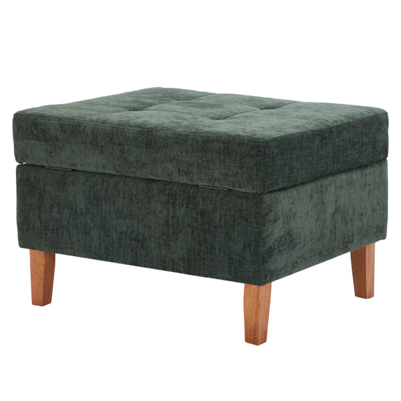 41cm Wide Tufted Square Standard Ottoman with Storage, Green