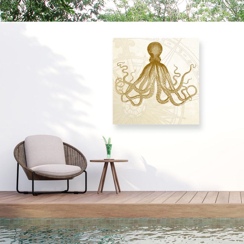 Toile pour l'extérieur Marcus Jules Gold Octopus, H 14 po x l 14 po