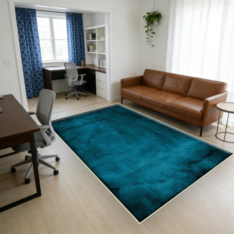 Tapis d'intérieur bleu marine lavable uni antidérapant, Rectangle 3 pi 4 po x 5 pi 4 po