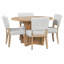 Ensemble de table de salle à manger 5 pièces pour 4 personnes, ensemble de table et chaises de cuisine rétro de 4 avec base conçue, table de salle à manger en bois avec 4 chaises rembourrées pour les petits espaces et la salle à manger-375477042
