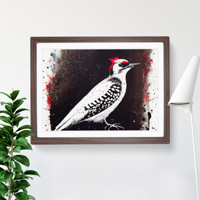 Dramatic Woodpecker Bird Abstract - Single Picture Frame Painting