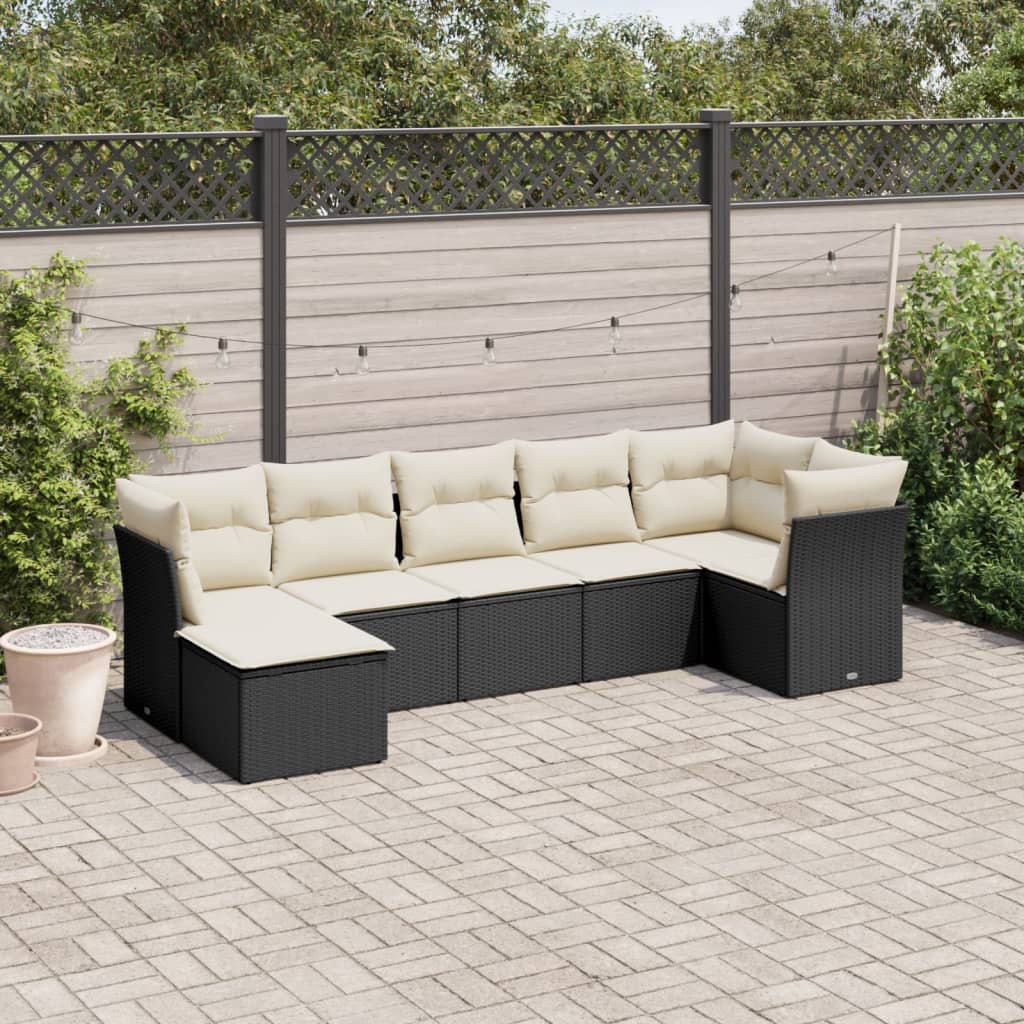 Vidaxl 7-Tlg. Garten-Sofagarnitur aus Polyrattan mit Kissen