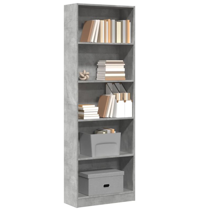 Rian Standard Bookcase, Concrete Grey, (4 Shelves) 143cmH x 80cmW x 24cmD
