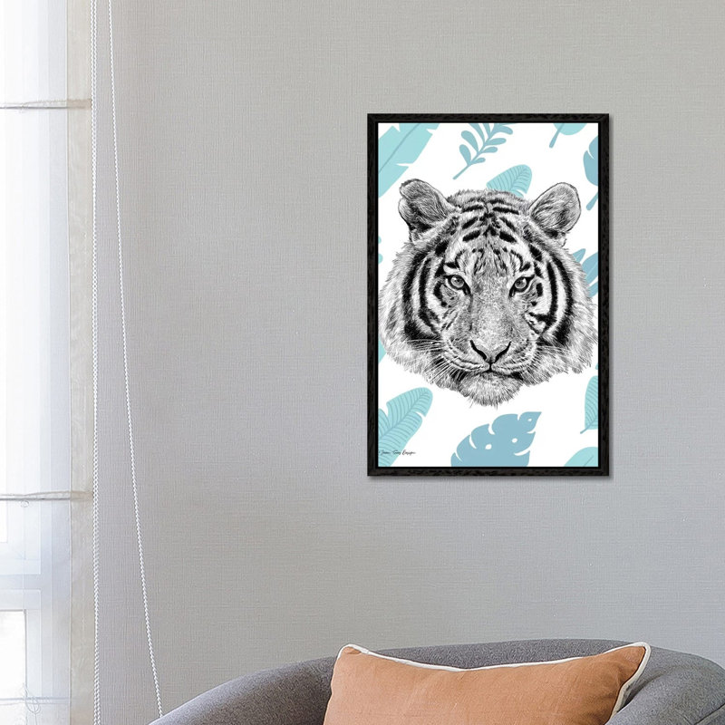 Tropical Tiger by Seven Trees Design - Floater Frame Gallery-Wrapped Canvas Giclée on Canvas, Black, 66.04 cm H x 45.72 cm W