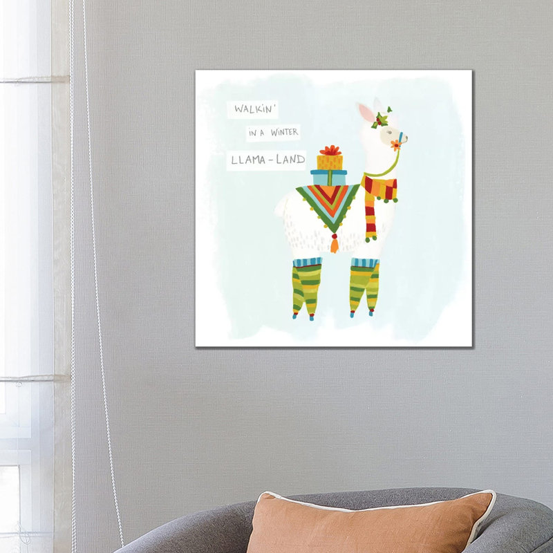 Fa-La-La-La Llama II by June Erica Vess - Wrapped Canvas Print, 66.04 cm H x 66.04 cm W x 1.91 cm D