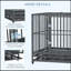 Chenil en cage 43 po en métal robuste avec roues verrouillables, porte double et plateau amovible, gris