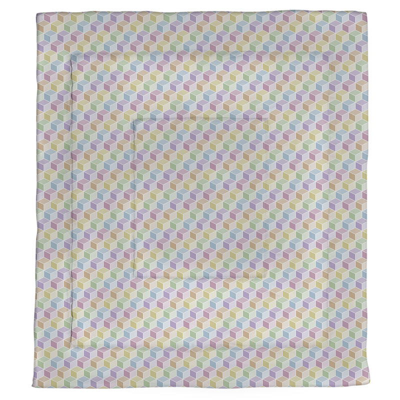 Édredon simple réversible à motif cubique Katelyn Elizabeth, Édredon simple, Arc-en-ciel pastel