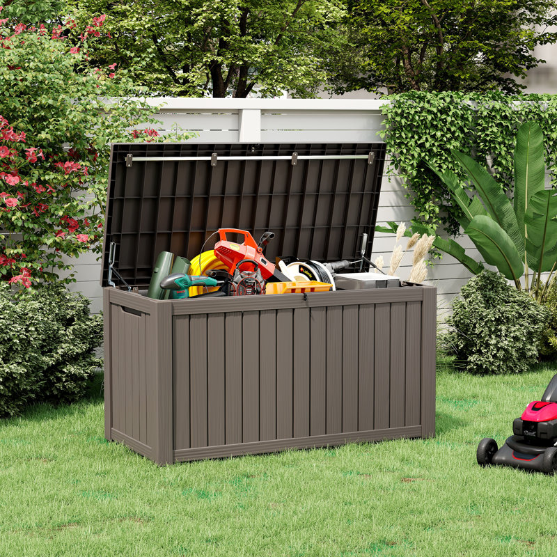 Boîte de rangement imperméable 180 gallons, Gris, H 28,7 po x l 54,3 po x P 26,5 po