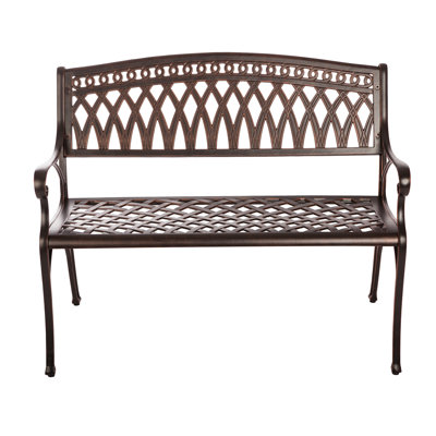 Patio Sense Simone Cast Aluminum Patio Bench Rust Free Metal Construction Outdoors - Antique Bronze Finish by PatioSense