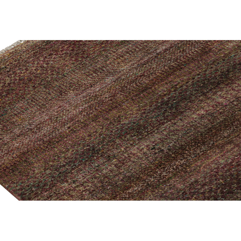 Rug & Kilim’S Textural Rug In Purple Tones And Polychrome Striae, Rectangle 9' x 12'