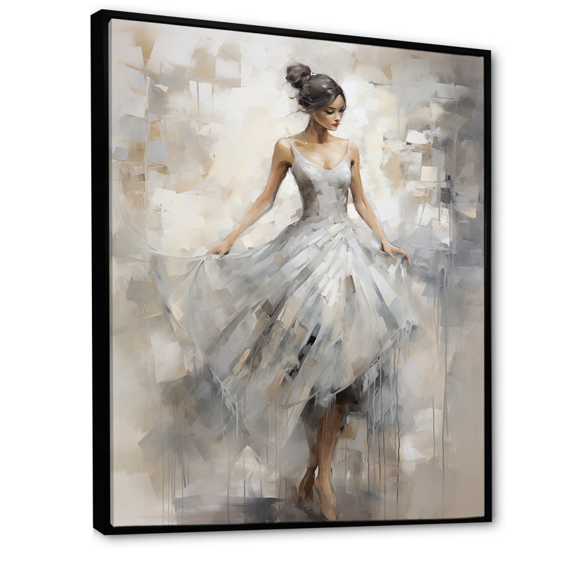 Contemporain gris, ballet, danse symphonie I, Cadre flottant noir, H 44 po x l 34 po x P 1,5 po