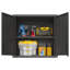 Armoire de rangement murale en métal avec 2 portes verrouillables, 1 tablette réglable et 1 tiroir ouvert pour l'entrepôt de garage, le bureau, assemblage requis