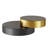 35.4" Coffee Table with Dual-Tier Rotating Top, Smoked Glass and Two-Tone Metal（Modern Round ）